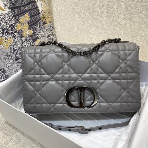 4-Christian Dior Large Dior Caro Bag Grey Padded Macrocannage Dark Grey For Women Womens Handbags Crossbody Bags 28Cm Cd   9988