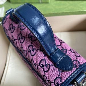 gucci crochet gg marmont mini top handle bag in pink and blue gg canvas for women 83in21cm gg 9988