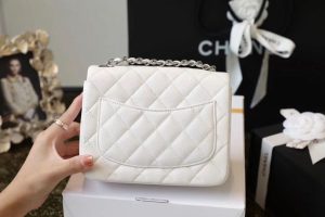 1-Chanel Classic Mini Flap Bag Silver Hardware White For Women 6.6In17cm A35200   9988