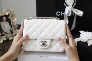 3-Chanel Classic Mini Flap Bag Silver Hardware White For Women 6.6In17cm A35200   9988