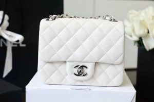 4-Chanel Classic Mini Flap Bag Silver Hardware White For Women 6.6In17cm A35200   9988