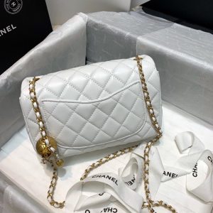1 toile chanel flap bag with cc ball on strap white for women womens handbags shoulder and crossbody bags 78in20cm as1787 9988