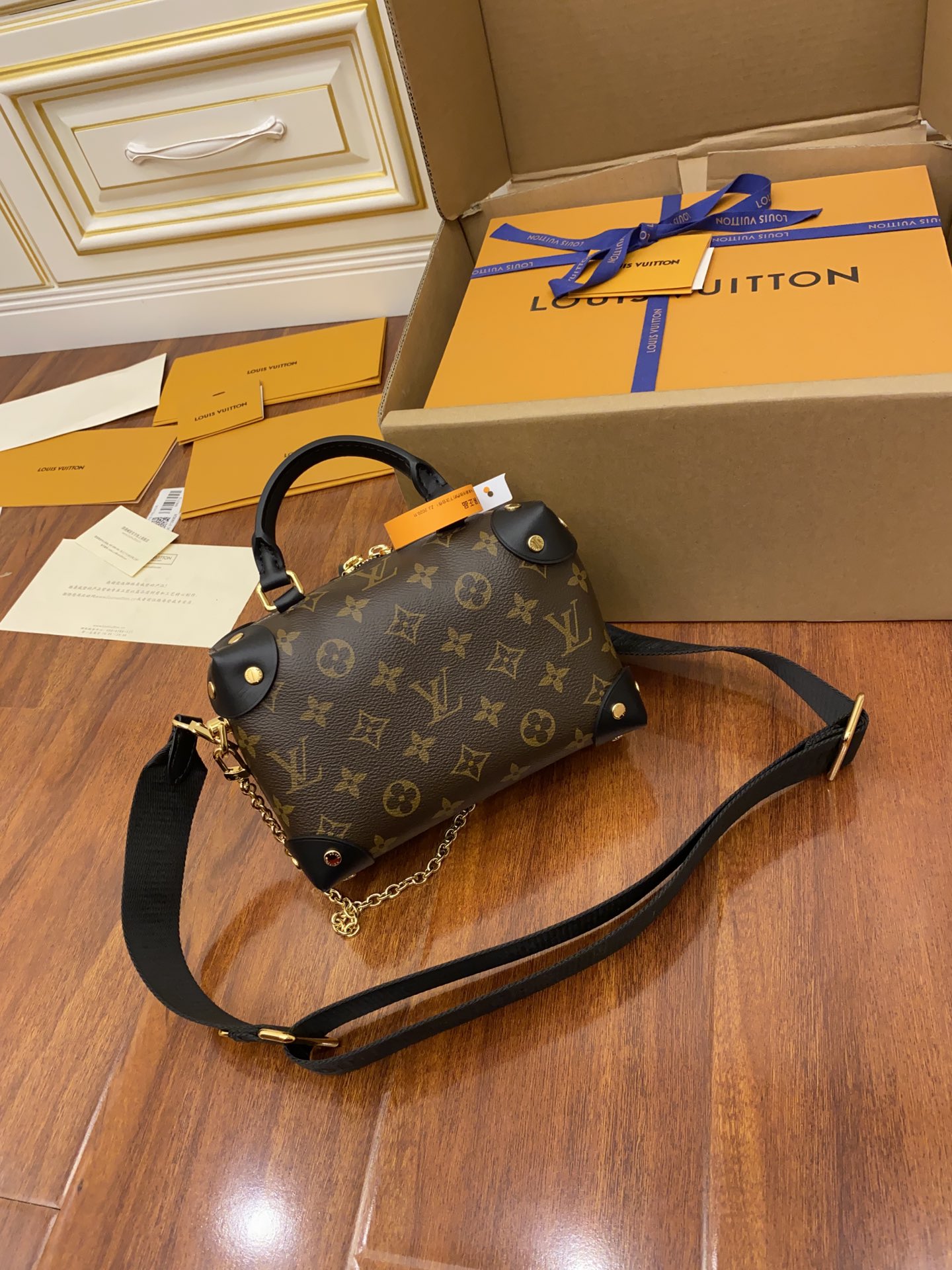 1 louis vuitton petite malle souple monogram canvas black for women womens handbags 79in20cm lv m45571 9988