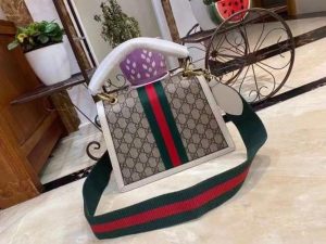 gucci queen margaret gg small top handle bag beige and ebony gg supreme canvas for women 10in26cm gg 476541 9988