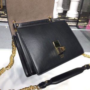 1 fendi ff logo kan i bag 98in25cm with gold toned chain black for women 9988