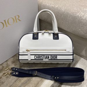 4-Christian Dior Medium Vibe Zip Bowling Bag White For Menwomen Bowling Bags Urban-Tote 34Cm Cd M6202oobr_M879   9988