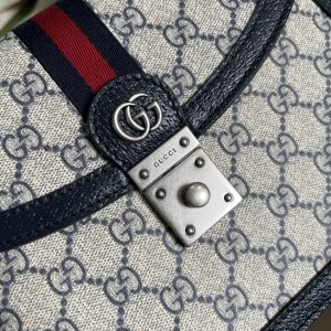 gucci ophidia small top handle bag beige and blue gg supreme canvas for women 10in25cm 651055 96iwn 4076 9988