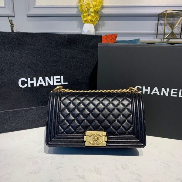 12 chanel boy handbag gold toned hardware black for women womens bags shoulder and crossbody bags 98in25cm a67086 9988