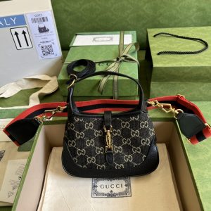 4 gucci jackie 1961 mini shoulder bag black and ivory gg denim jacquard for women 75in19cm gg 685127 un3ag 1294 9988