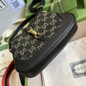 5 gucci jackie 1961 mini shoulder bag black and ivory gg denim jacquard for women 75in19cm gg 685127 un3ag 1294 9988