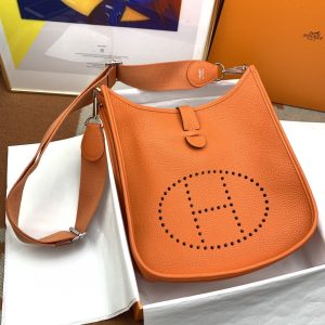 4 hermes evelyne iii 29 bag orange with silvertoned hardware for women womens shoulder and crossbody bags 114in29cm h056277cc9j 9988