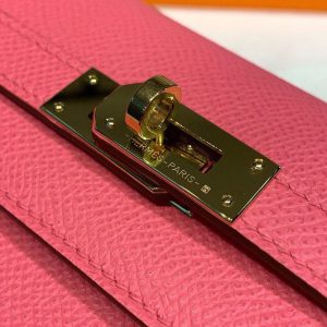 hermes kelly wallet to go woc pink with gold toned hardware bag for women 82in21cm 9988