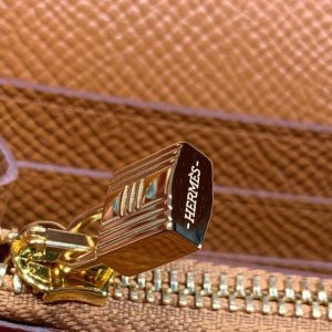 2-Hermes Kelly Wallet To Go Woc Brown With Gold Toned Hardware Bag For Women 8.2In21cm   9988