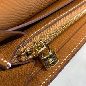 3-Hermes Kelly Wallet To Go Woc Brown With Gold Toned Hardware Bag For Women 8.2In21cm   9988