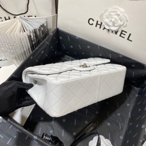 chanel large classic handbag silver hardware white for women womens handbags shoulder bags 118in30cm 9988