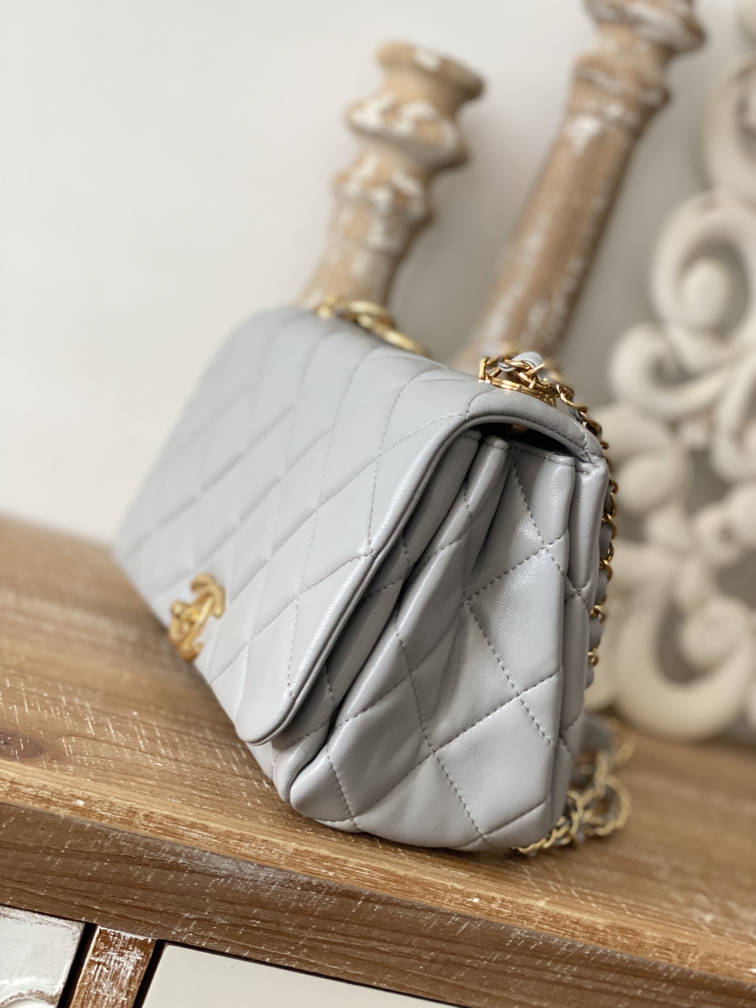 【ヴィンテージ】Rank:S☆Chanel Grey Series23 Neo Tote Bag CHANEL Gray Quilted Lambskin Leather Two Way Large Tote Bag