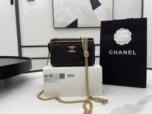 1 chanel small vanity case coffee for women womens bags 59in15cm 9988