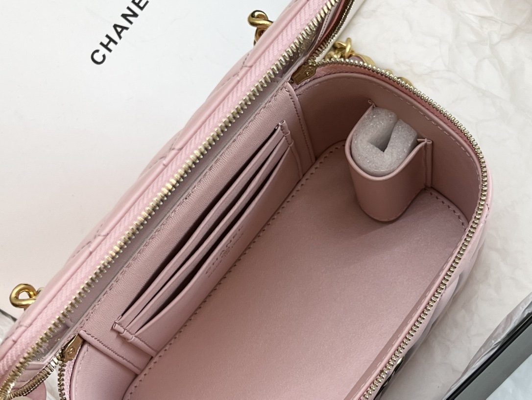 chanel blouse vanity with chain light pink for women womens bags 62in16cm 9988