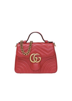 4-Gucci Gg Marmont Mini Top Handle Bag Red For Women Womens Bags 8.3In21cm Gg   9988