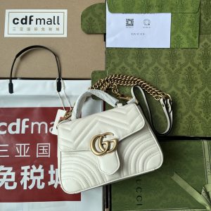 2-Gucci Gg Marmont Mini Top Handle Bag White For Women Womens Bags 8.3In21cm Gg 547260 Dtdit 9022   9988