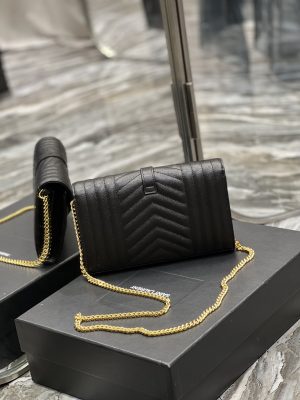 2-Saint Laurent Envelope Small Chain Bag Black For Women Womens Bags 8.6In22cm Ysl   9988