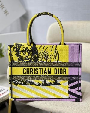 4-Christian Dior Medium Dior Book Tote Yellow And Pink For Women Womens Handbags 14In36cm Cd   9988