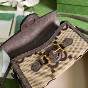 3-Gucci Horsebit 1955 Mini Bag Brown For Women Womens Bags 7.1In18cm Gg   9988