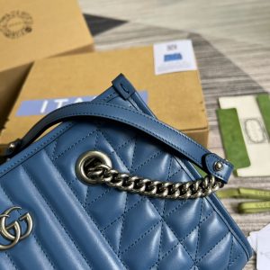 3-Gucci Marmont Medium Matelasse Tote Blue For Women Womens Bags 13.6In34cm Gg 675796 Um8bf 4340   9988