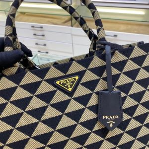 2 prada large symbole jacquard fabric handbag blackbeige for women womens bags 153in39cm 1ba356 2fkl f0y30 v ooo 9988