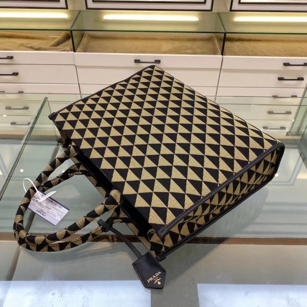 3 prada large symbole jacquard fabric handbag blackbeige for women womens bags 153in39cm 1ba356 2fkl f0y30 v ooo 9988