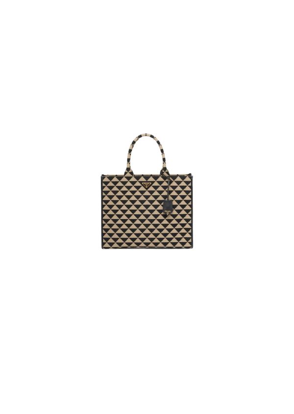 4 prada large symbole jacquard fabric handbag blackbeige for women womens bags 153in39cm 1ba356 2fkl f0y30 v ooo 9988