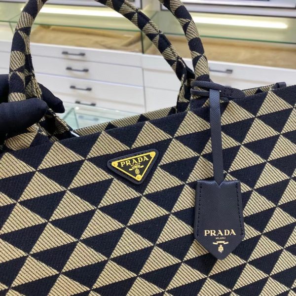 9 prada large symbole jacquard fabric handbag blackbeige for women womens bags 153in39cm 1ba356 2fkl f0y30 v ooo 9988