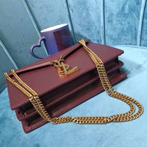 Saint Laurent Cassandra Medium Chain Bag Burgundy For Women Saint Laurent Cassandra Medium Chain Bag Burgundy For Women