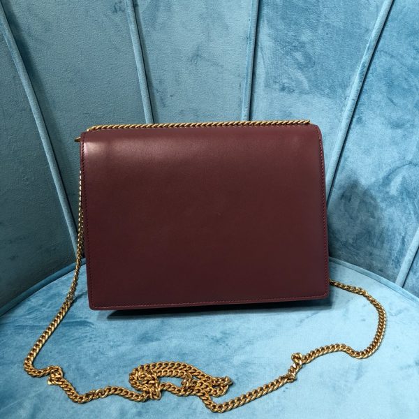 Saint Laurent Cassandra Medium Chain Bag Burgundy For Women