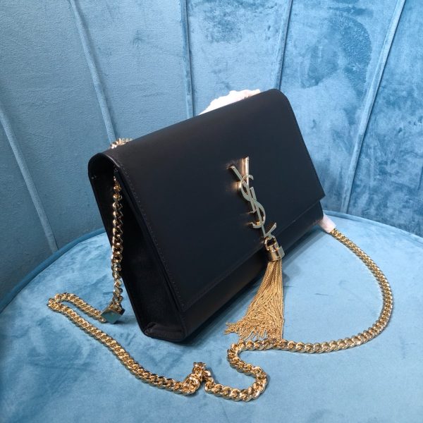 1 saint laurent kate medium chain bag with tassel in grain de poudre black for women 94in24cm ysl 354119bow0j1000 9988