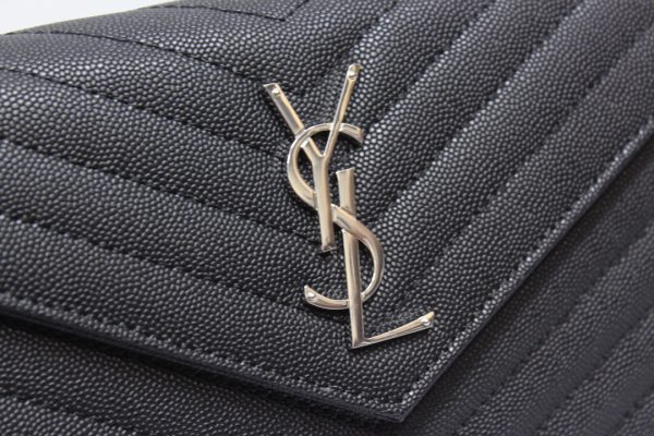 1 saint laurent cassandre matelass chain wallet in grain de poudre embossed black for women 88in23cm ysl 377828bow021000 9988