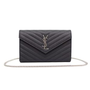 4 saint laurent cassandre matelass chain wallet in grain de poudre embossed black for women 88in23cm ysl 377828bow021000 9988