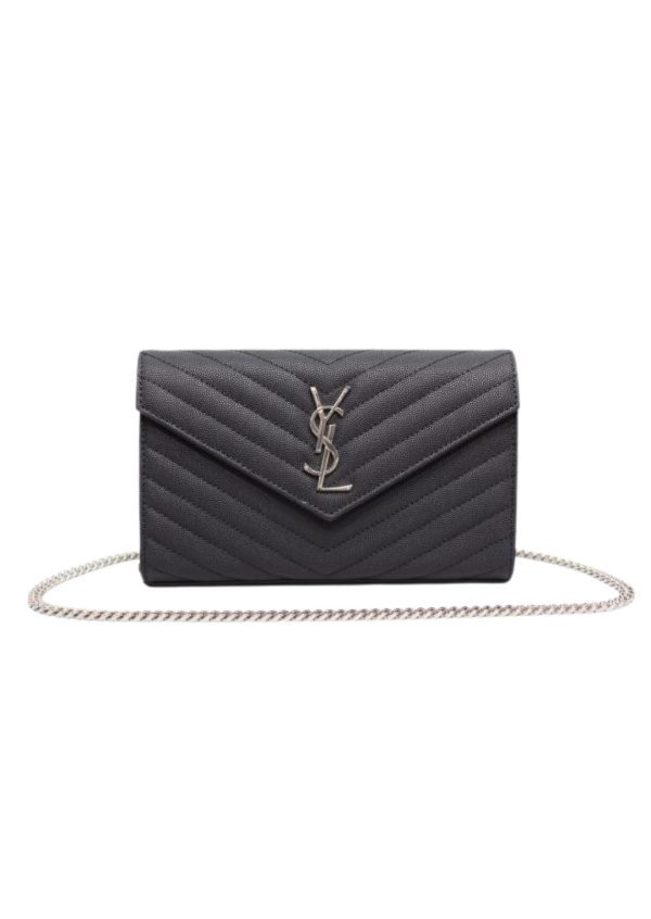 4 saint laurent cassandre matelass chain wallet in grain de poudre embossed black for women 88in23cm ysl 377828bow021000 9988