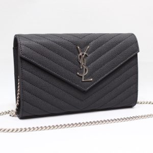 5 saint laurent cassandre matelass chain wallet in grain de poudre embossed black for women 88in23cm ysl 377828bow021000 9988