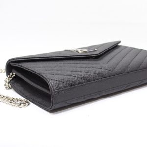 6 saint laurent cassandre matelass chain wallet in grain de poudre embossed black for women 88in23cm ysl 377828bow021000 9988