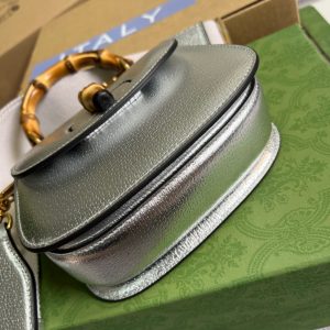 1-Gucci Bamboo 1947 Mini Top Handle Bag Silver For Women Womens Bags 6.7In17cm Gg   9988