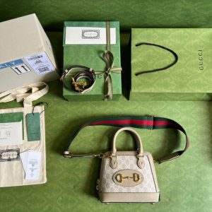 2-Gucci Horsebit 1955 Gg Mini Bag Beige For Women Womens Bags 7.9In20cm Gg 677212 Uulag 9682   9988