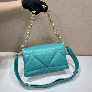 5 prada system nappa patchwork shoulder bag jade green for women womens bags 75in19cm 9988