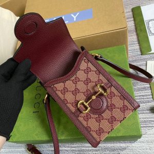 3 gucci horsebit 1955 mini bag beige and burgundy gg supreme canvas for women 67in17cm gg 625615f6b3g9865 9988