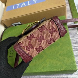 6 gucci horsebit 1955 mini bag beige and burgundy gg supreme canvas for women 67in17cm gg 625615f6b3g9865 9988