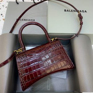 balenciaga hourglass small handbag in dark red for women womens bags 9in23cm 9988