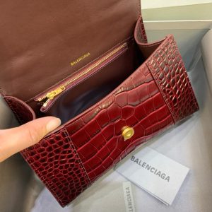 5 balenciaga hourglass small handbag in dark red for women womens bags 9in23cm 9988