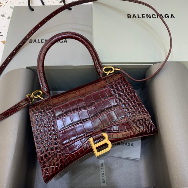 6 balenciaga hourglass small handbag in dark red for women womens bags 9in23cm 9988