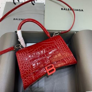 3-Balenciaga Hourglass Small Handbag In Red For Women Womens Bags 9In23cm   9988