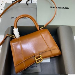 balenciaga hourglass small handbag in brown for women womens bags 9in23cm 9988
